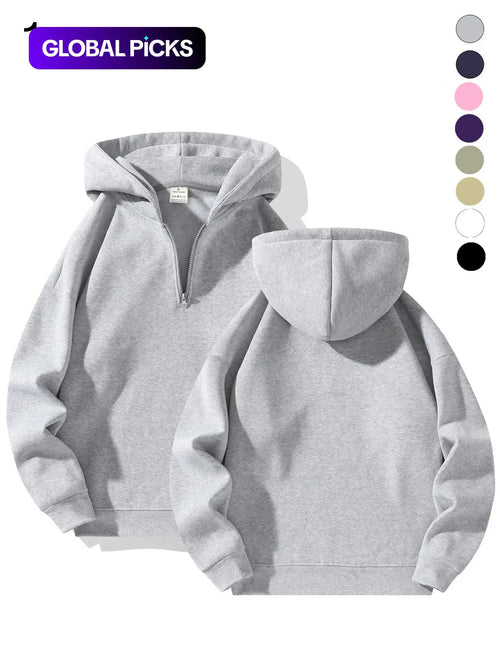 Men's Essential Half Zip Hoodie with Drop Shoulder Design, Regular Fit Long Sleeve Sweatshirt for Fall and Winter Casual Wear