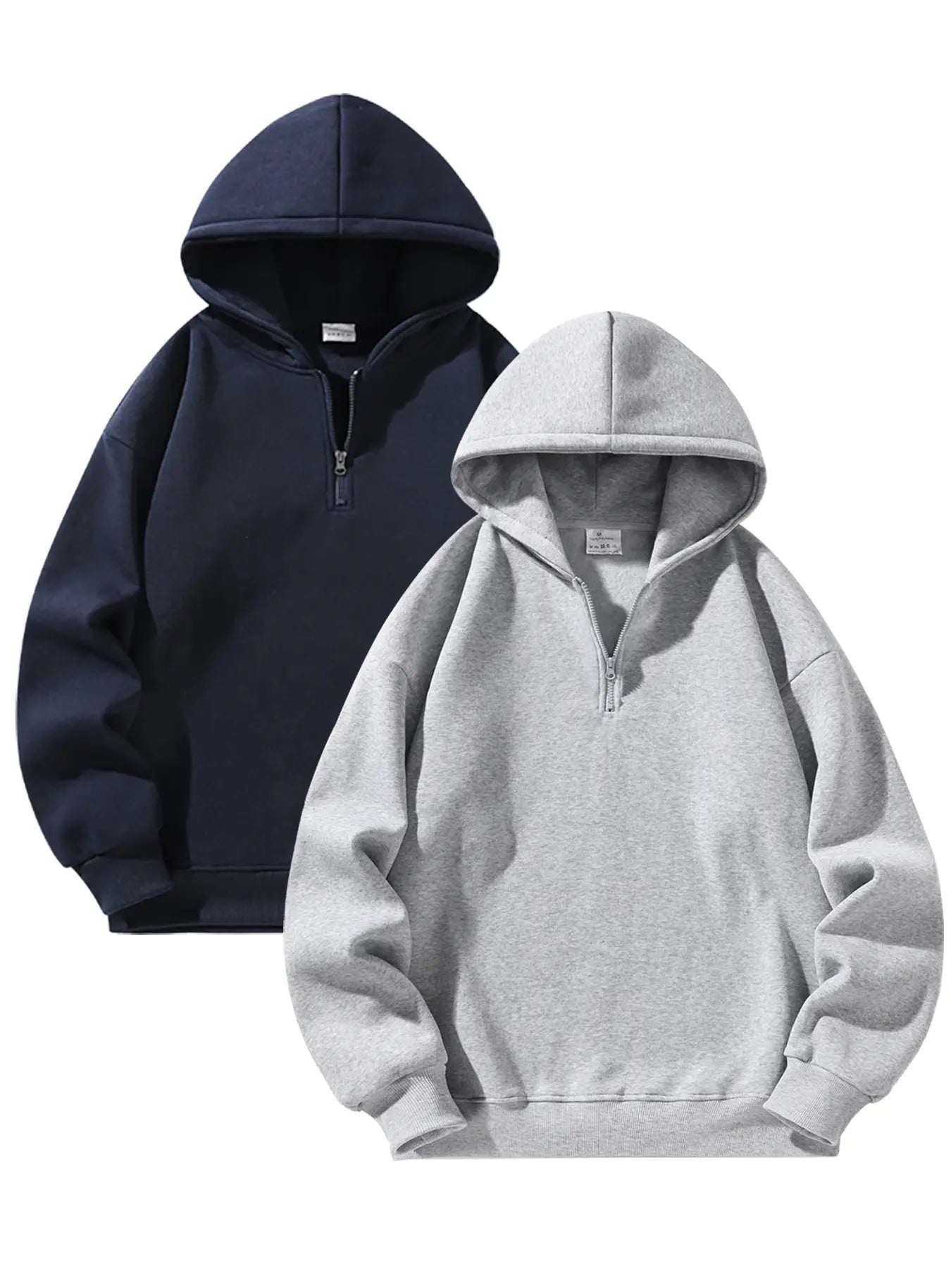 Men's Essential Half Zip Hoodie with Drop Shoulder Design, Regular Fit Long Sleeve Sweatshirt for Fall and Winter Casual Wear