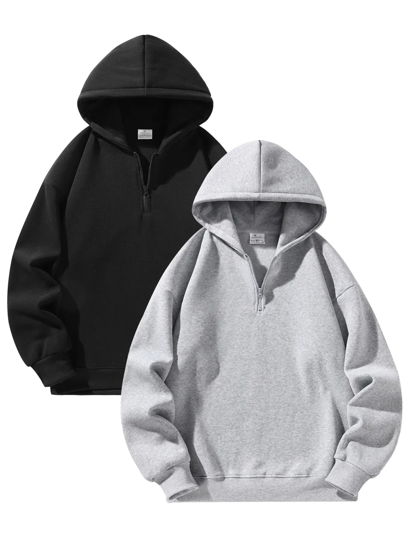 Men's Essential Half Zip Hoodie with Drop Shoulder Design, Regular Fit Long Sleeve Sweatshirt for Fall and Winter Casual Wear