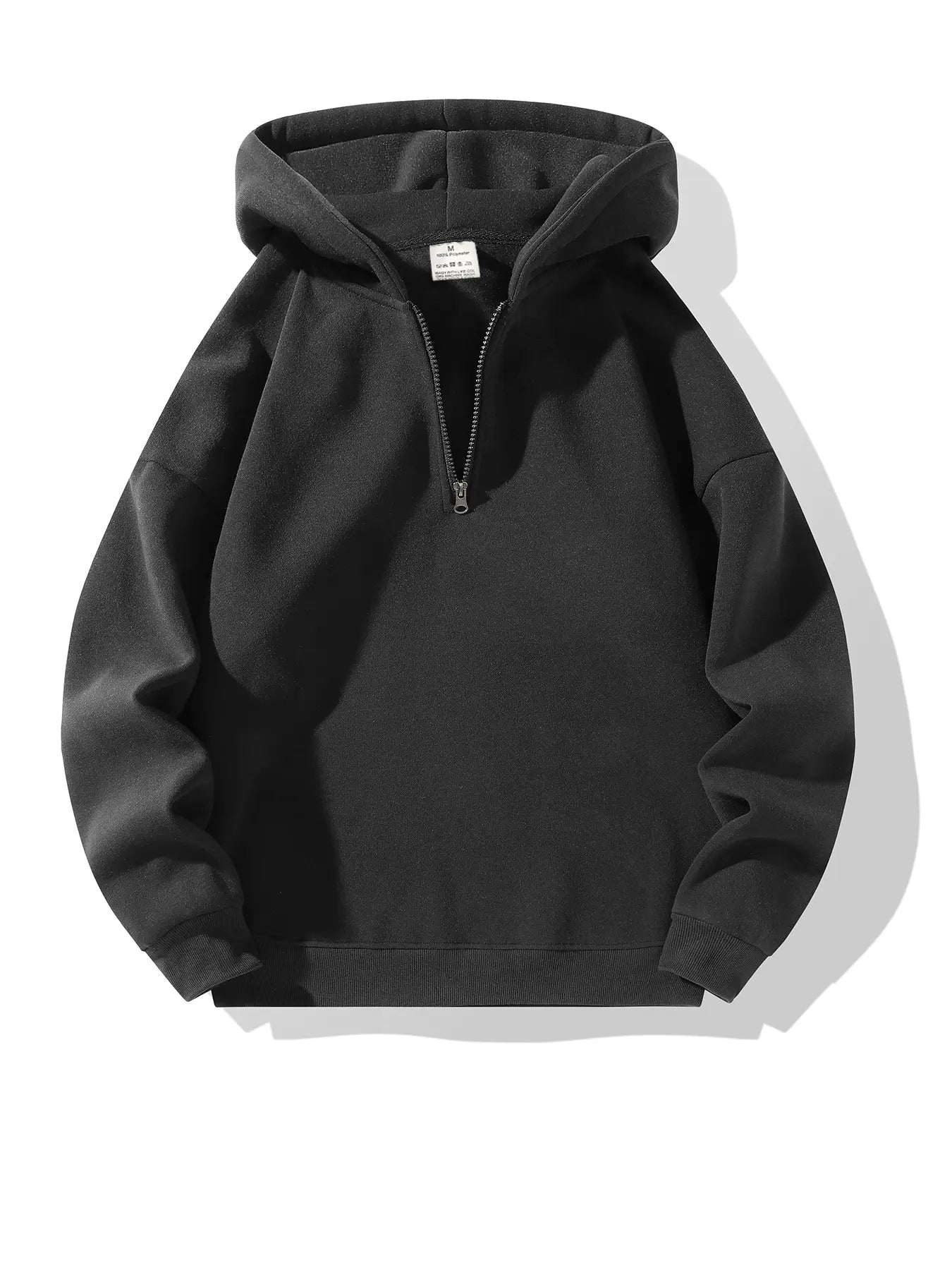 Men's Essential Half Zip Hoodie with Drop Shoulder Design, Regular Fit Long Sleeve Sweatshirt for Fall and Winter Casual Wear